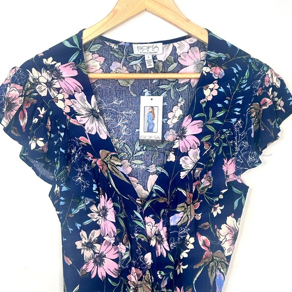 NWT Wrap Maxi Floral dress Size Small‎ Cap Sleeve by Sofia Vergara - Picture 8 of 13